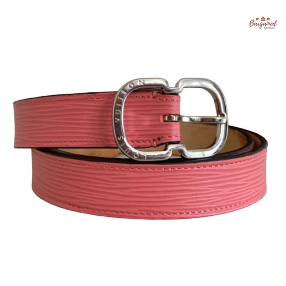 Authentic Louis Vuitton Pink Epi Leather Slim Silver Butterfly Buckle Belt 85/34 - Picture 1 of 13